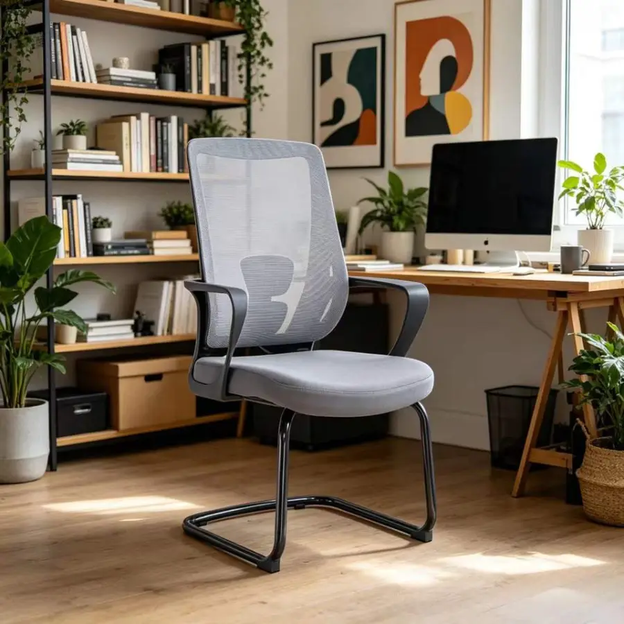 Middle Back Office Chair China Electric Office Chair Cheap Office Chair With White Leg — view 1