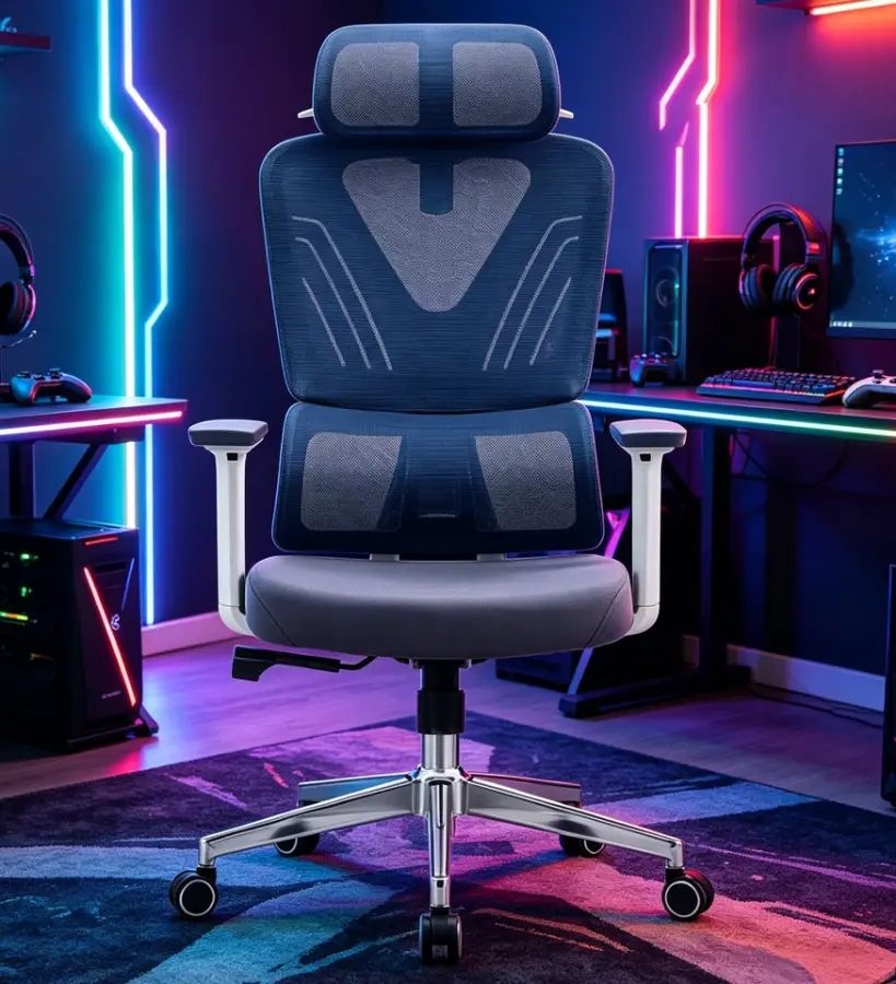 Breathable Fabric Ergonomic Load Swivel Office Chair Adjustable Lumbar Support Tilt Mechanism Multi Position Lock Office — view 1