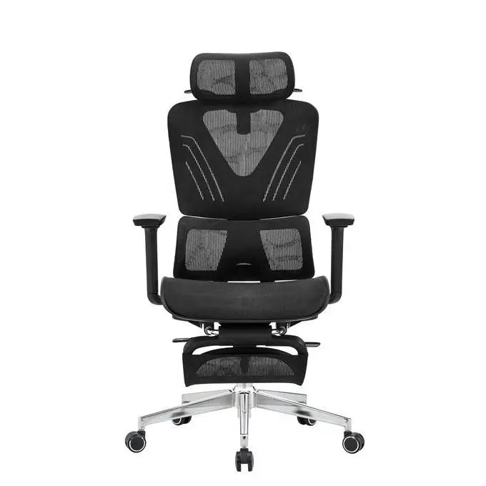 Breathable Fabric Ergonomic Office Chair Adjustable Lumbar Support Tilt Lock Swivel & Footrest Office Chair — image 2