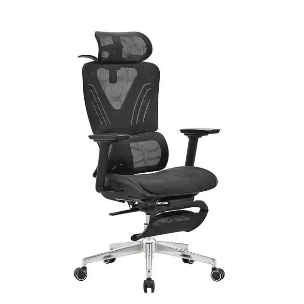 Breathable Fabric Ergonomic Office Chair Adjustable Lumbar Support Tilt Lock Swivel & Footrest Office Chair — image 3