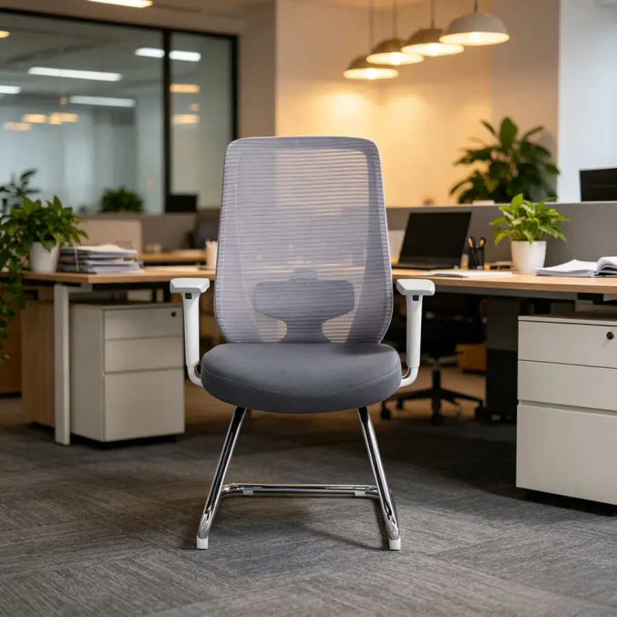 Middle Back Office Chair China Electric Office Chair Cheap Office Chair With White Leg — view 1