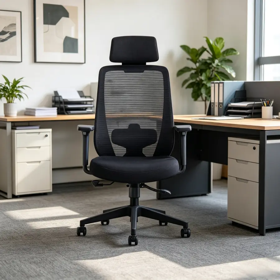 Breathable Fabric Ergonomic Load Swivel Office Chair Adjustable Lumbar Support Tilt Mechanism Multi Position Lock Office — view 1