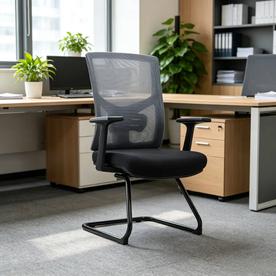 Middle Back Office Chair China Electric Office Chair Cheap Office Chair With White Leg — view 1