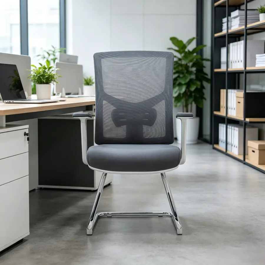 Middle Back Office Chair China Electric Office Chair Cheap Office Chair With White Leg — view 1