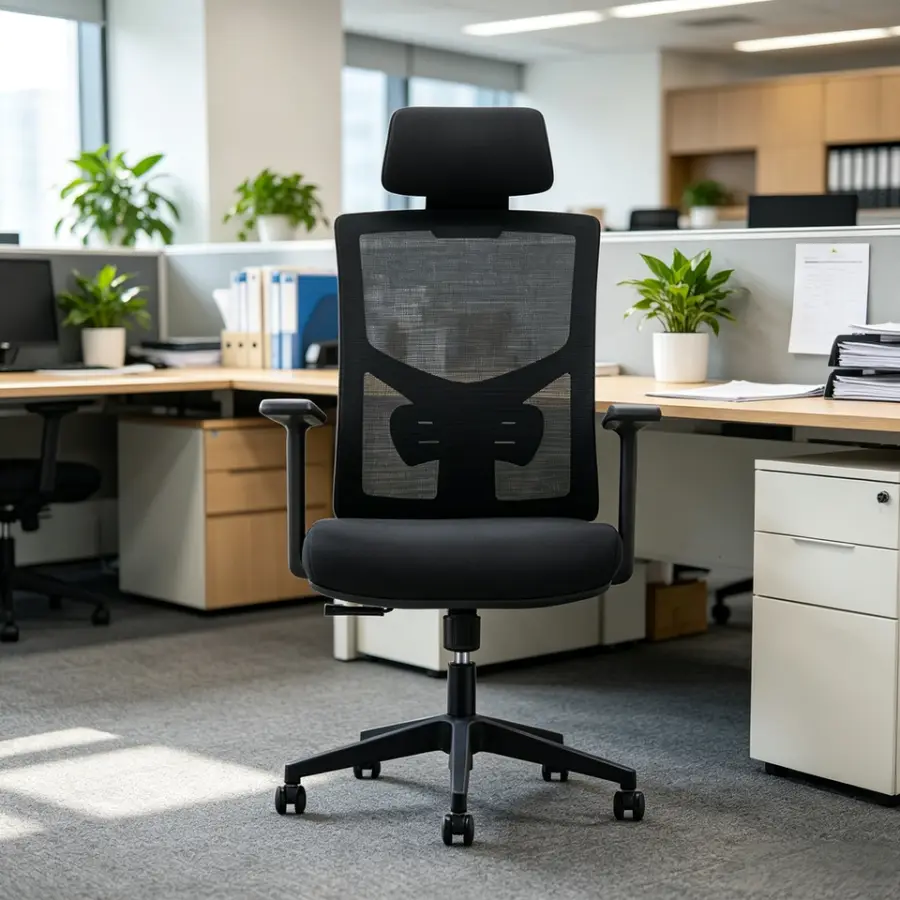 Breathable Fabric Ergonomic Load Swivel Office Chair Adjustable Lumbar Support Tilt Mechanism Multi Position Lock Office — view 1