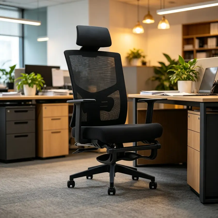 Breathable Fabric Ergonomic Office Chair Adjustable Lumbar Support Tilt Lock Swivel & Footrest Office Chair — view 1