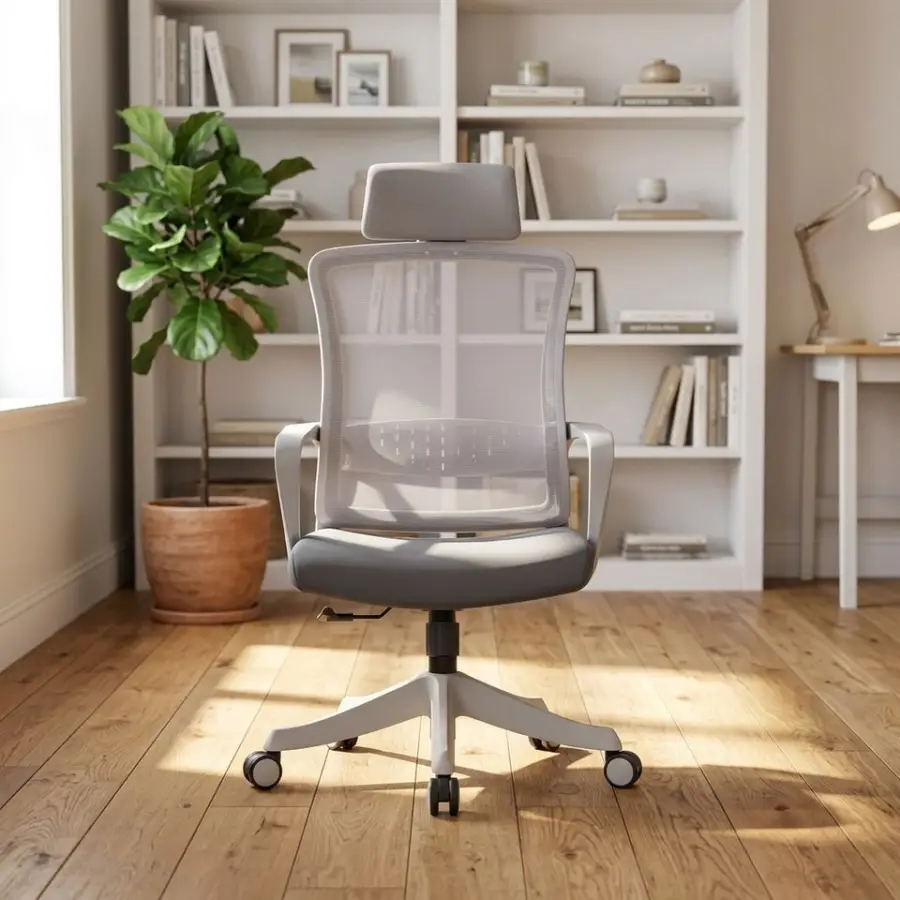 Breathable Fabric Ergonomic Load Swivel Office Chair Adjustable Lumbar Support Tilt Mechanism Multi Position Lock Office — view 1