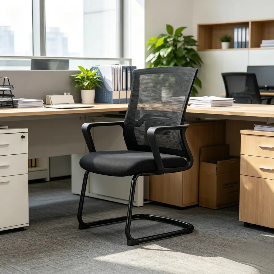 Middle Back Office Chair China Electric Office Chair Cheap Office Chair With White Leg — view 1