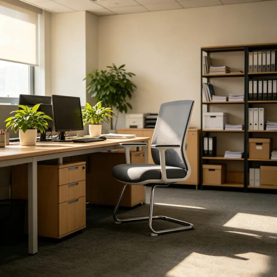 Middle Back Office Chair China Electric Office Chair Cheap Office Chair With White Leg — image 6