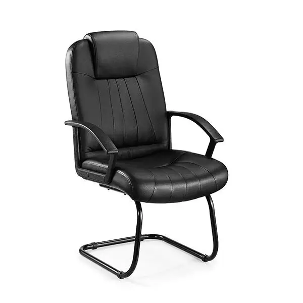 Modern Office Chair with Adjustable Headrest Synthetic Leather Chrome Base Conference Chair with Armrests Board Room Cha — view 1