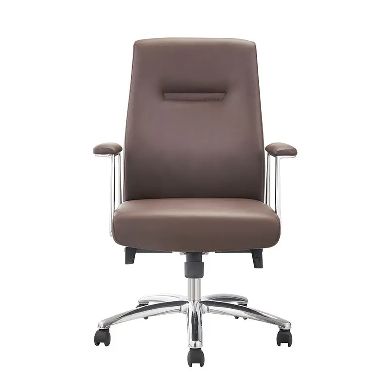 Modern Executive Aluminum Frame Ergonomic PU Leather Office Chair with Revolving Seat — view 2