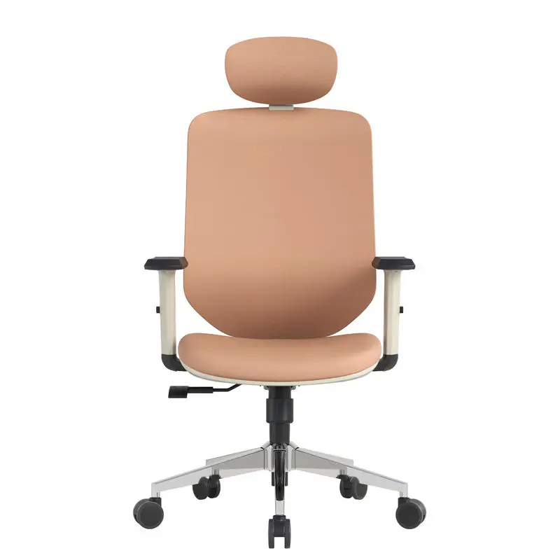 Modern Executive Aluminum Frame Ergonomic PU Leather Office Chair with Revolving Seat — view 3