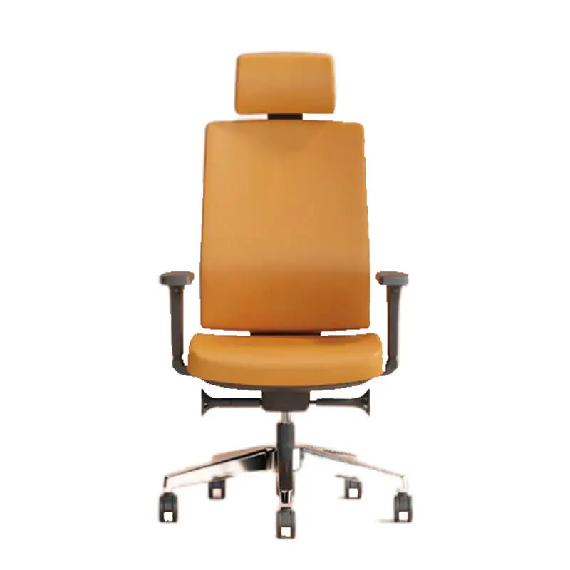 Modern Style Brown & Black PU Leather Office Chair Swivel & Revolving Guest Manager Boss Luxury Chair — image 3