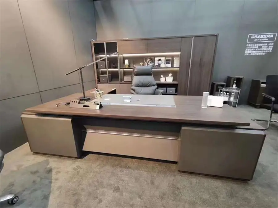 Manufacturer Wholesale Luxury Curved L Shape Convertible Modern Executive Manager Office Furniture Desk E0 MFC Melamine ISO9001 — image 2