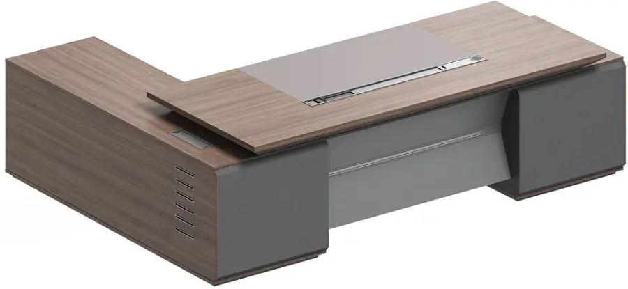 Manufacturer Wholesale Luxury Curved L Shape Convertible Modern Executive Manager Office Furniture Desk E0 MFC Melamine ISO9001 — image 3