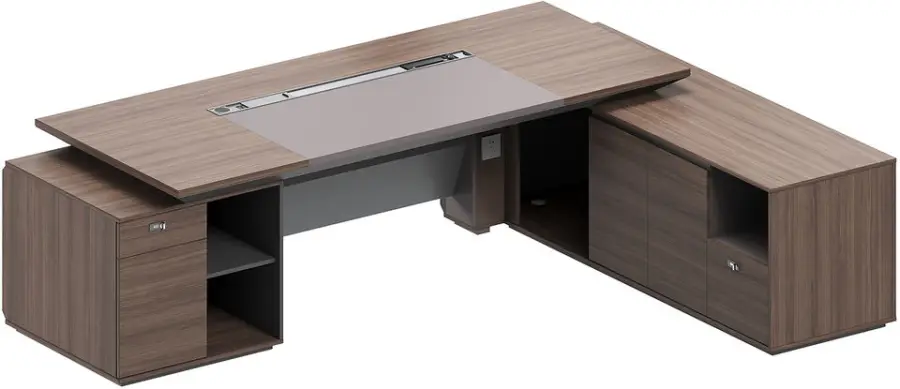 Manufacturer Wholesale Luxury Curved L Shape Convertible Modern Executive Manager Office Furniture Desk E0 MFC Melamine ISO9001 — image 4