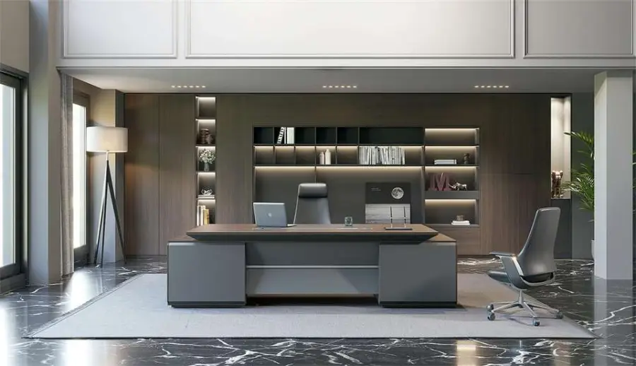 Manufacturer Wholesale Luxury Curved L Shape Convertible Modern Executive Manager Office Furniture Desk E0 MFC Melamine ISO9001 — image 5