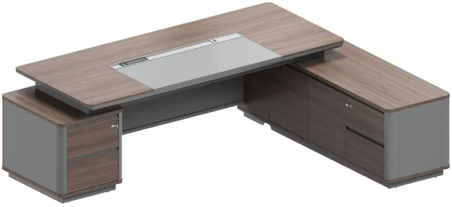 Online Wholesale Fanmi Modern Convertible L-Shaped Executive Desk Office Table E0 MFC Melamine Top for Boss Manager CEO — view 6