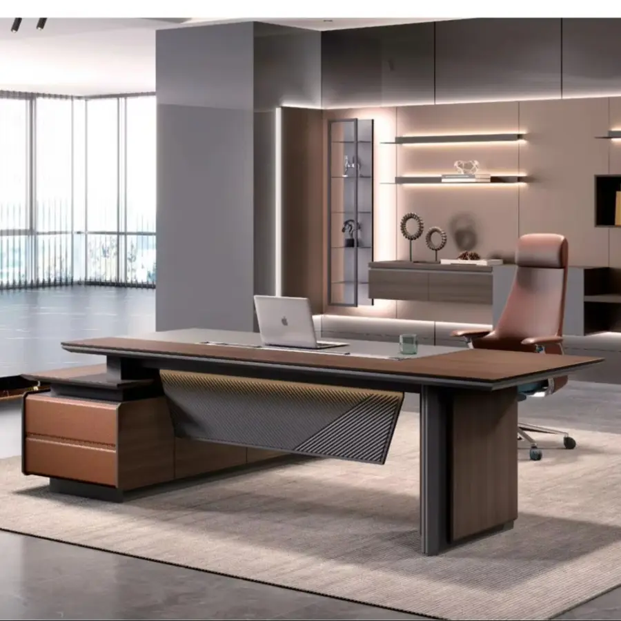 Low Price Modern Convertible Executive Office Desk with E0 MFC Melamine Top Luxury CEO Computer Table Furniture — view 1