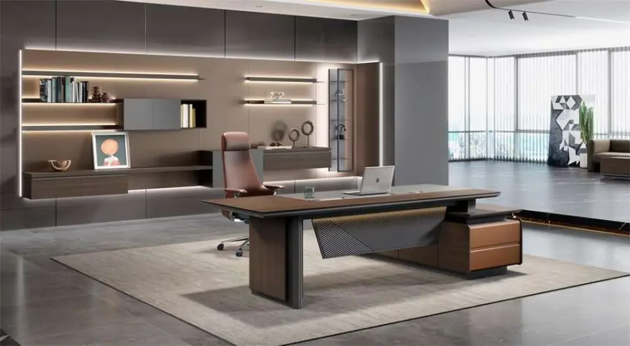 Low Price Modern Convertible Executive Office Desk with E0 MFC Melamine Top Luxury CEO Computer Table Furniture — view 4