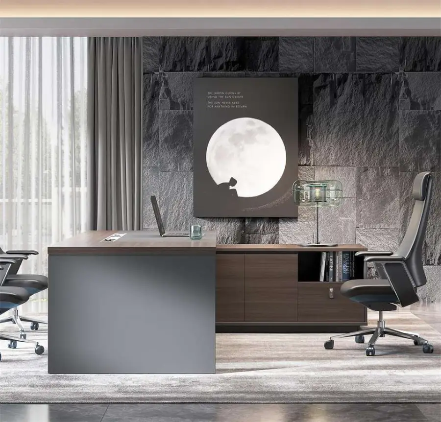 Chinese Factory Price Modern Convertible Luxury Executive Computer Office Desk with E0 MFC Material — view 1