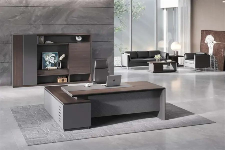 Luxury Modern L Shape Director Ceo Boss Wooden Workstation Desk Office Furniture Table Set Manger Executive Office Desk — image 2