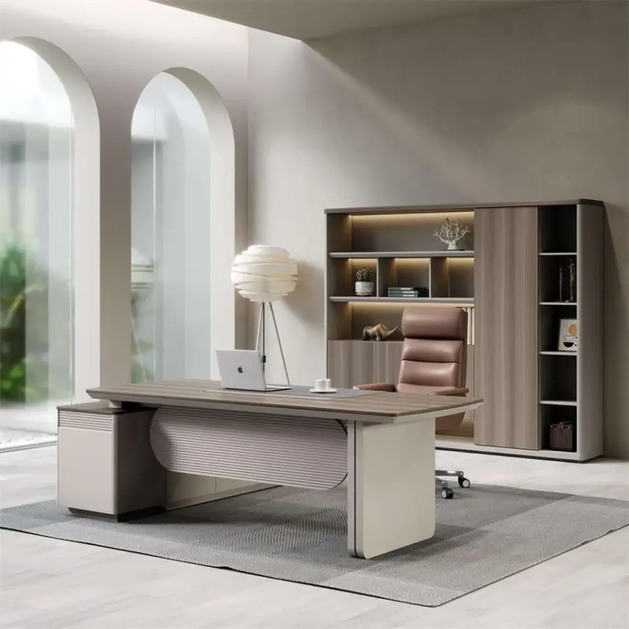 Modern Office Furniture L Shaped Mdf Melamine Wooden Manager Executive Office Desk — view 1