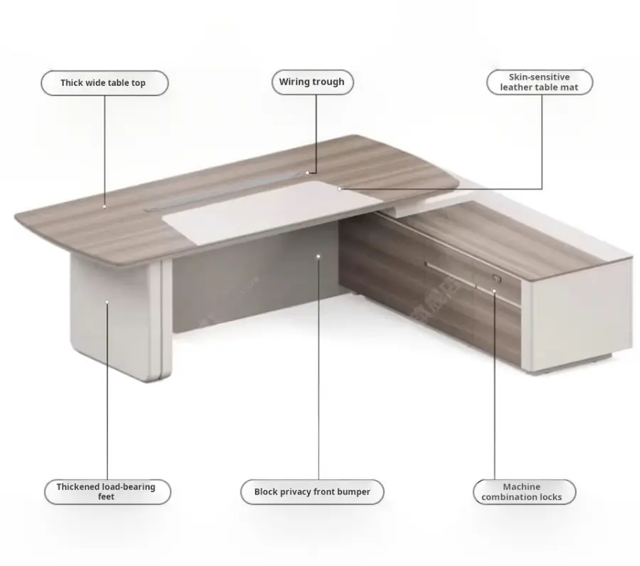 Modern Office Furniture L Shaped Mdf Melamine Wooden Manager Executive Office Desk — image 6