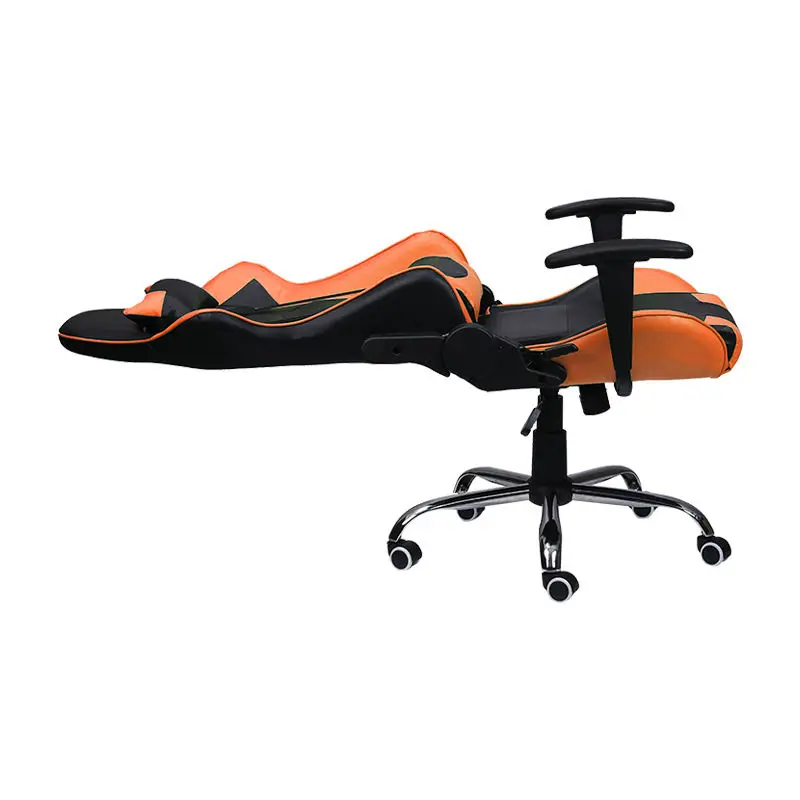 Sunlight Style Gamer Chair PU Leather Midcentury Design Orange Black 360 Swivel Gaming Chair with Speaker Office Features — image 3
