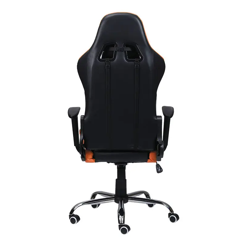 Sunlight Style Gamer Chair PU Leather Midcentury Design Orange Black 360 Swivel Gaming Chair with Speaker Office Features — image 4