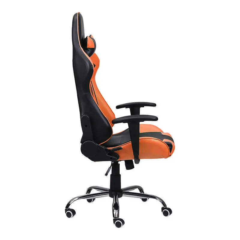 Sunlight Style Gamer Chair PU Leather Midcentury Design Orange Black 360 Swivel Gaming Chair with Speaker Office Features — image 5