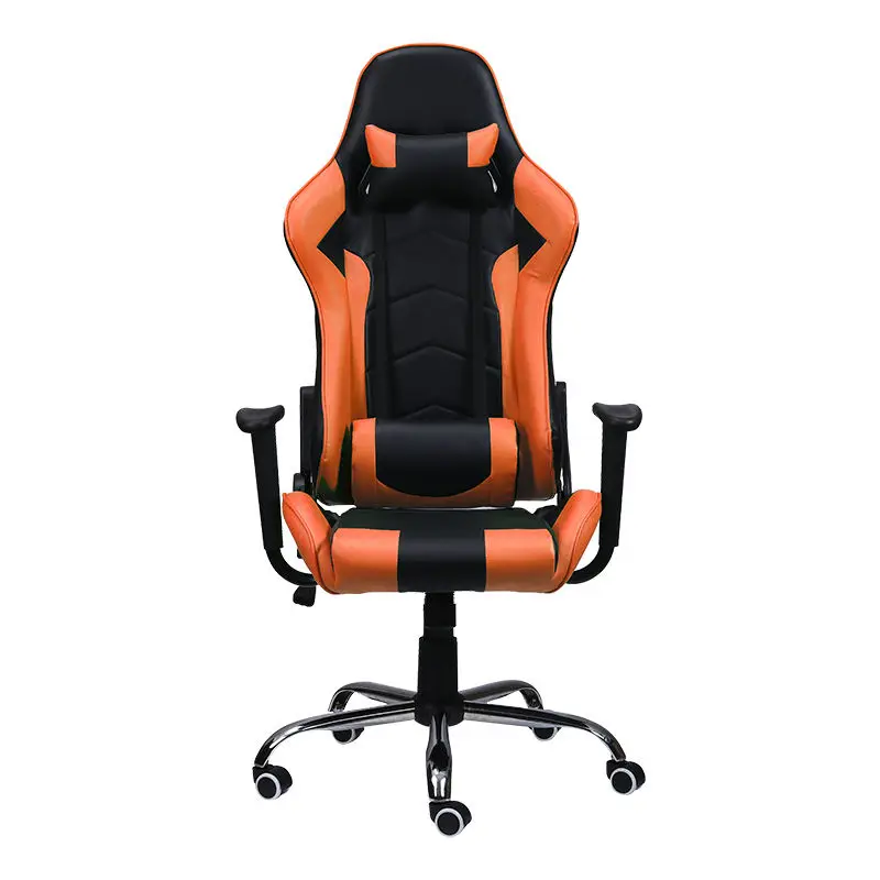Sunlight Style Gamer Chair PU Leather Midcentury Design Orange Black 360 Swivel Gaming Chair with Speaker Office Features — image 6