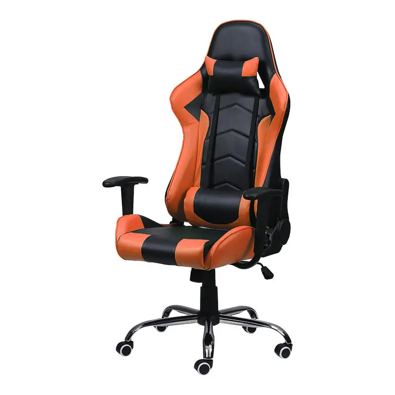 Sunlight Style Gamer Chair PU Leather Midcentury Design Orange Black 360 Swivel Gaming Chair with Speaker Office Features — image 7