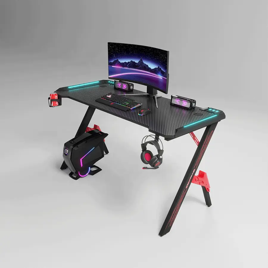 Extendable Floating Metal Gaming Computer Desk Space-Saving with Hidden Support Adjustable Stable Home Office Use — image 5