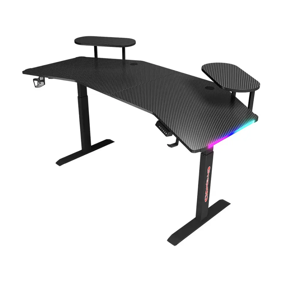 Pro Grade Extra Broad Gaming Desk with Durable Adjustable Metal Frame and Stylish Carbon Fiber Finish — view 5