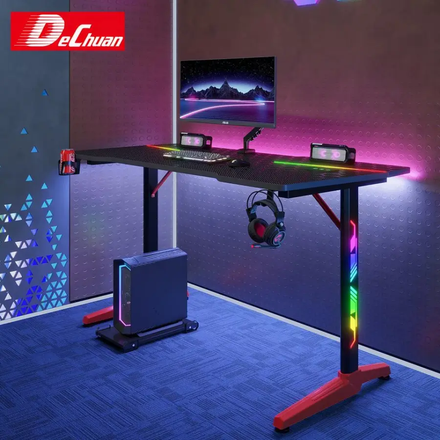 RGB Gaming Desk Bulk Order with Cup Holder Headphone Hook 2 Sizes — image 4
