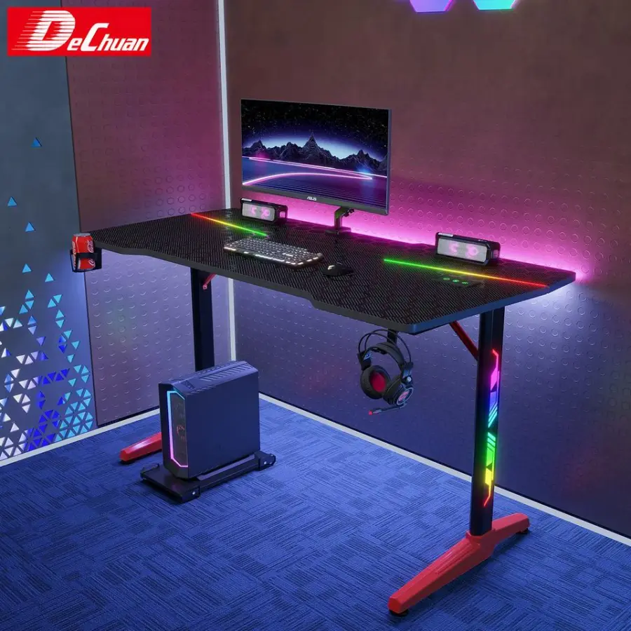 RGB Gaming Desk Bulk Order with Cup Holder Headphone Hook 2 Sizes — image 5