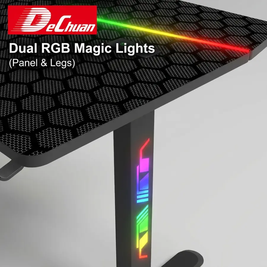 Large Computer Desk with RGB Lights and Monitor Stand 1600mm Width — view 2