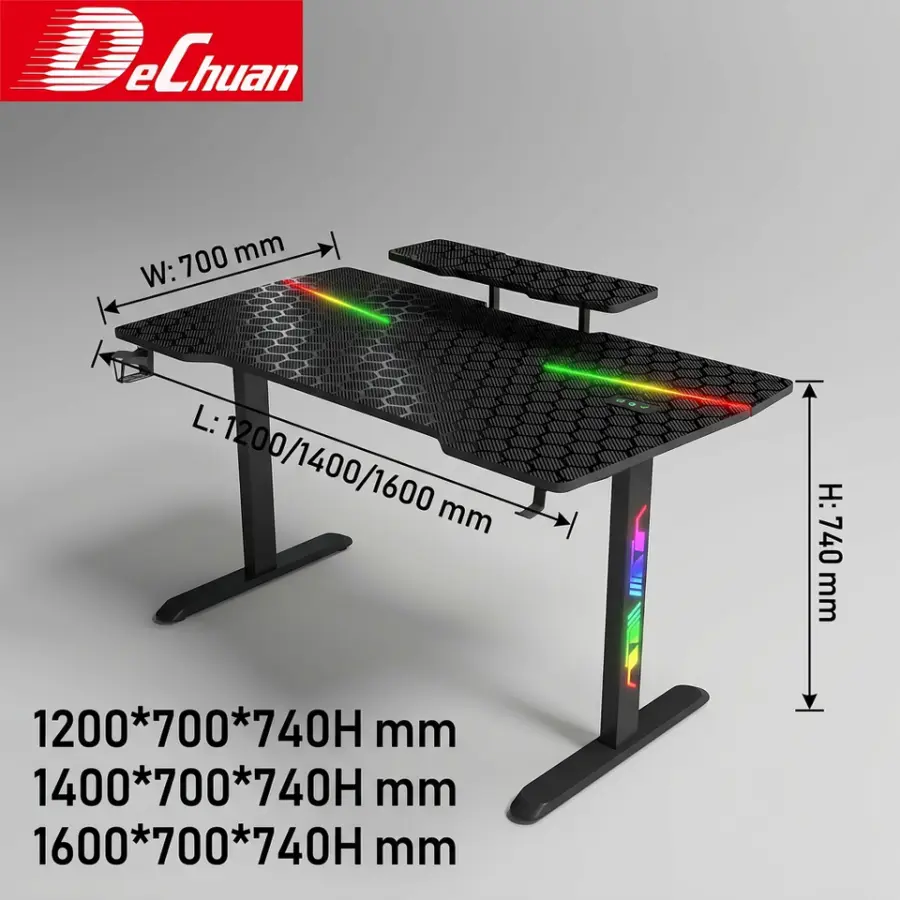 Large Computer Desk with RGB Lights and Monitor Stand 1600mm Width — view 4