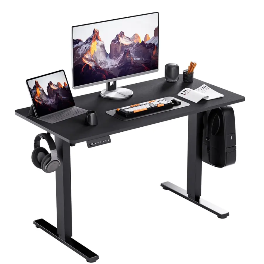 Professional Motorized Height Adjustable Desk T-Shaped Steel Frame Dual Hooks for Modern Workspace — view 1