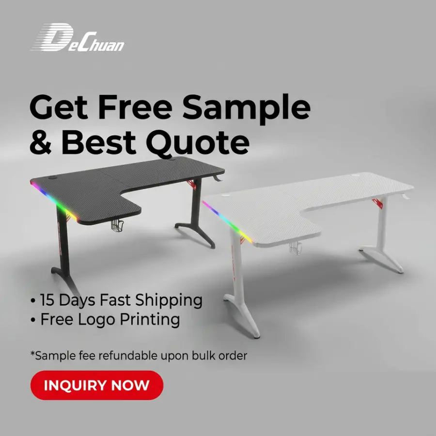 USB Powered RGB L Shaped Computer Desk Gaming Table with Cup Holder — image 6