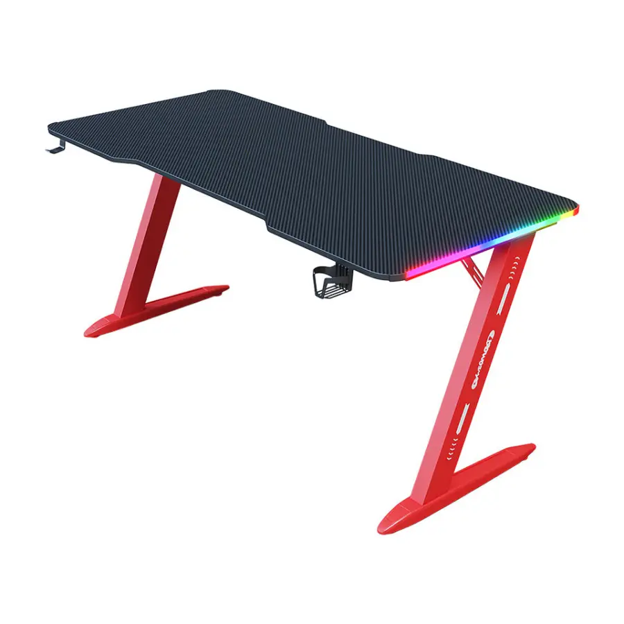 Heavy-Duty Metal Frame Gaming Desk Modern Style Standing Desk with Adjustable Storage Shelves & Mouse Pad Surface Computer Desks — image 3