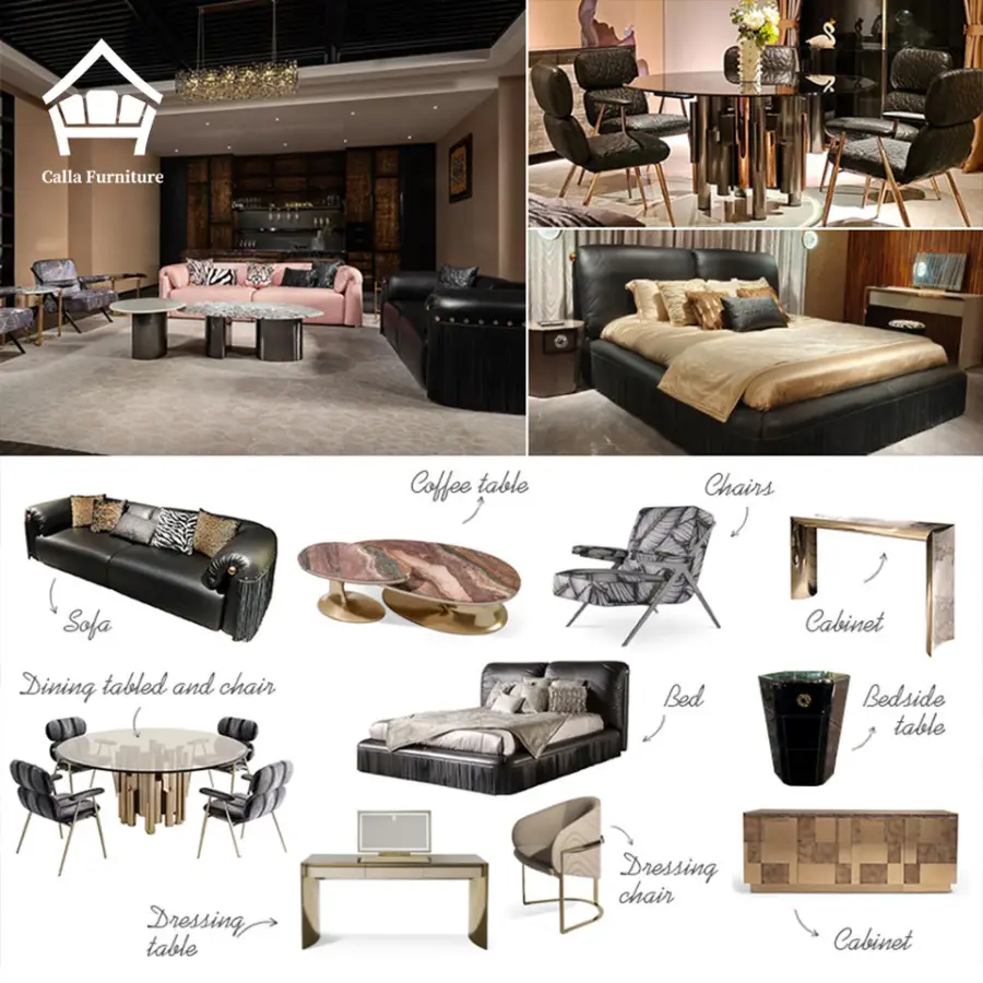 Artistic Modern Luxury Dining Table Set Glass Top with Lazy Susan Gold Metal Base 6 Upholstered Chairs Home Turnkey Solu — view 3