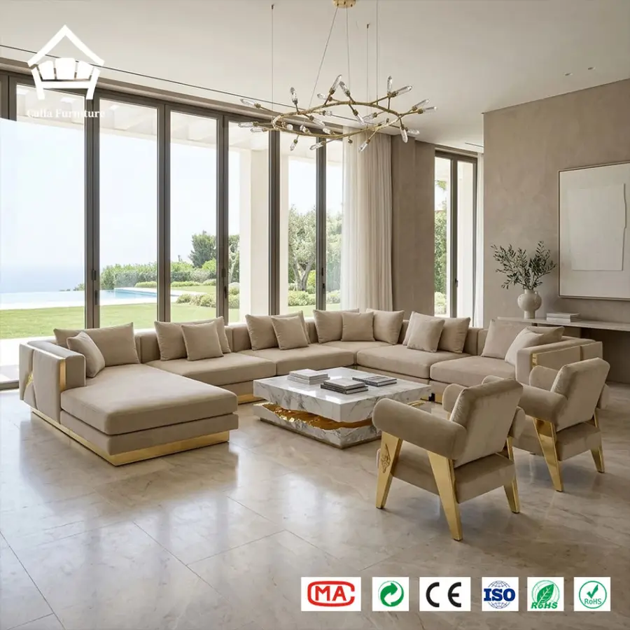 Modern Minimalist Marble Top Dining Table with Chairs Set Luxury Stainless Steel Base Sideboard Cabinet Villa Mansion Furniture — image 5