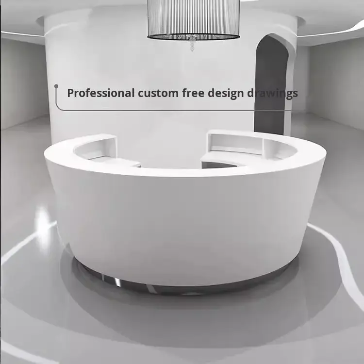 Modern White Lacquered Curved Wood Eco-Friendly Reception Desk for Company Hotel School Beauty Salon Front Service Counter — image 5
