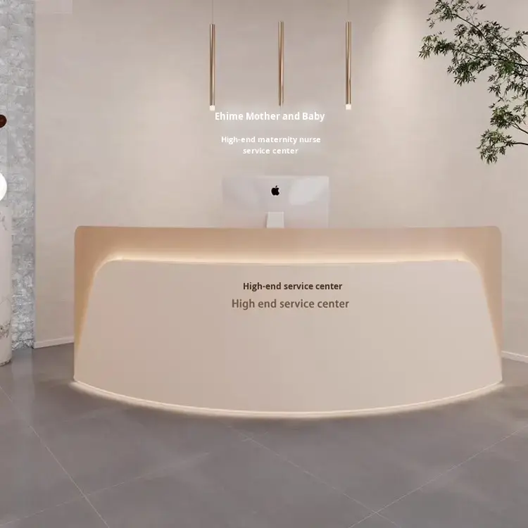 Modern Arc-Shaped Reception Desk Curved Lacquered Bar Counter for Beauty Salon Art Dance School Clothing Store-Designed for — image 3