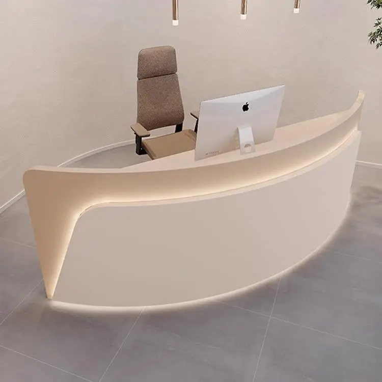 Modern Arc-Shaped Reception Desk Curved Lacquered Bar Counter for Beauty Salon Art Dance School Clothing Store-Designed for — image 5
