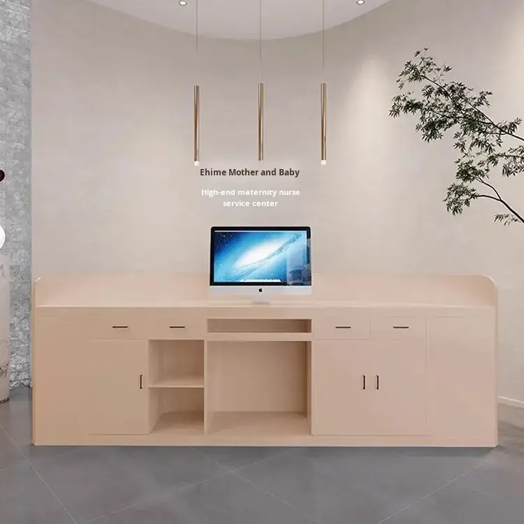 Modern Arc-Shaped Reception Desk Curved Lacquered Bar Counter for Beauty Salon Art Dance School Clothing Store-Designed for — image 6
