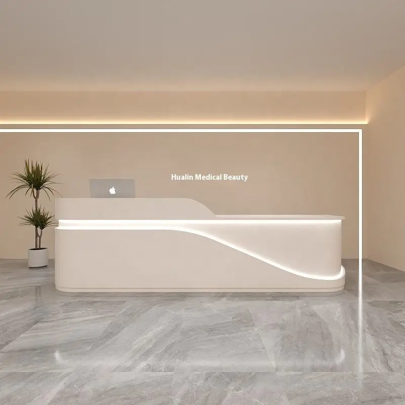 Modern Wood Design Reception Desk for Beauty Salon Dental Clinic Dance Training Classes Company Front Desk-for Schools H — view 1