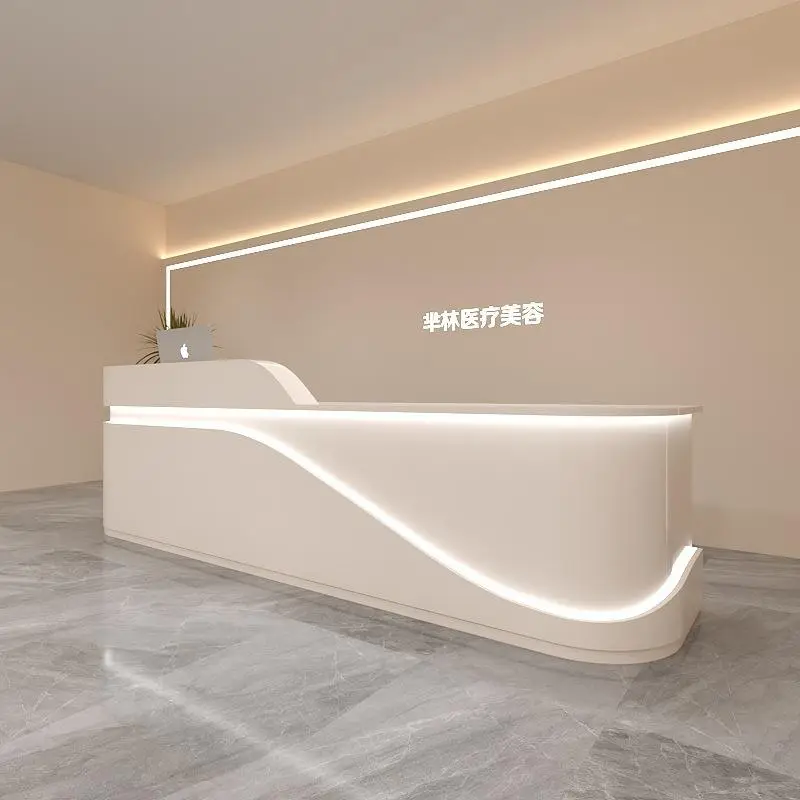 Modern Wood Design Reception Desk for Beauty Salon Dental Clinic Dance Training Classes Company Front Desk-for Schools Hospitals — image 3